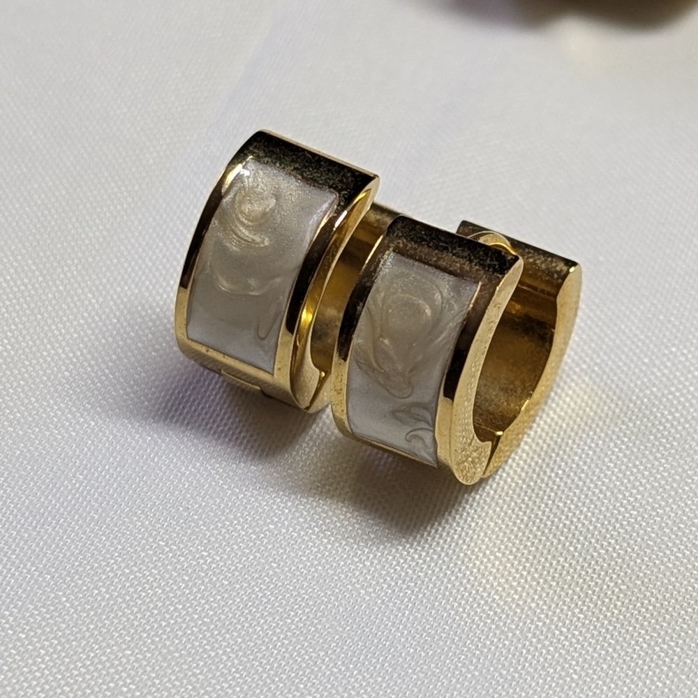 Set Of (3) Huggie Goldtone Hoop Earrings - Picture 5 of 9
